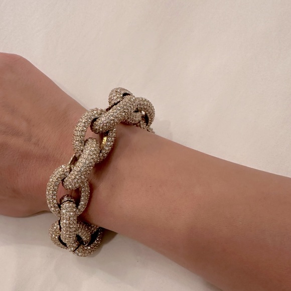 J Crew gold tone pave chunky chain link bracelet - Picture 7 of 9